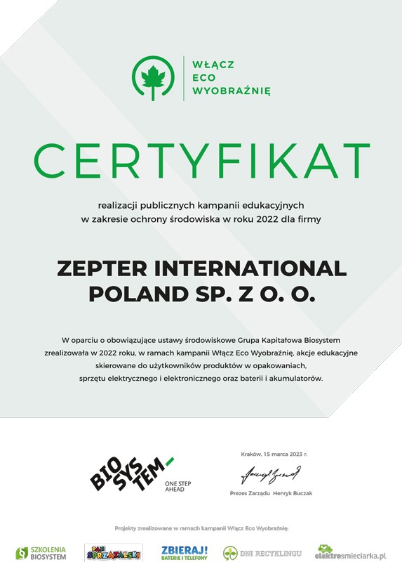 Zepter wspiera edukację ekologiczną w ramach kampanii "Włącz Eco Wyobraźnię". Zepter wspiera edukację ekologiczną w ramach kampanii "Włącz Eco Wyobraźnię".